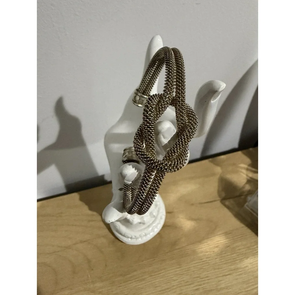 FLEXIBLE STERLING SILVER 925 MESH KNOT CUFF BRACELET 7